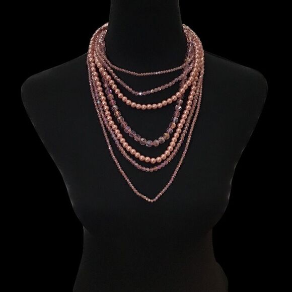 Heidi Daus four piece collection.  Pink/peach pearls and crystals. NWT - Picture 1 of 10